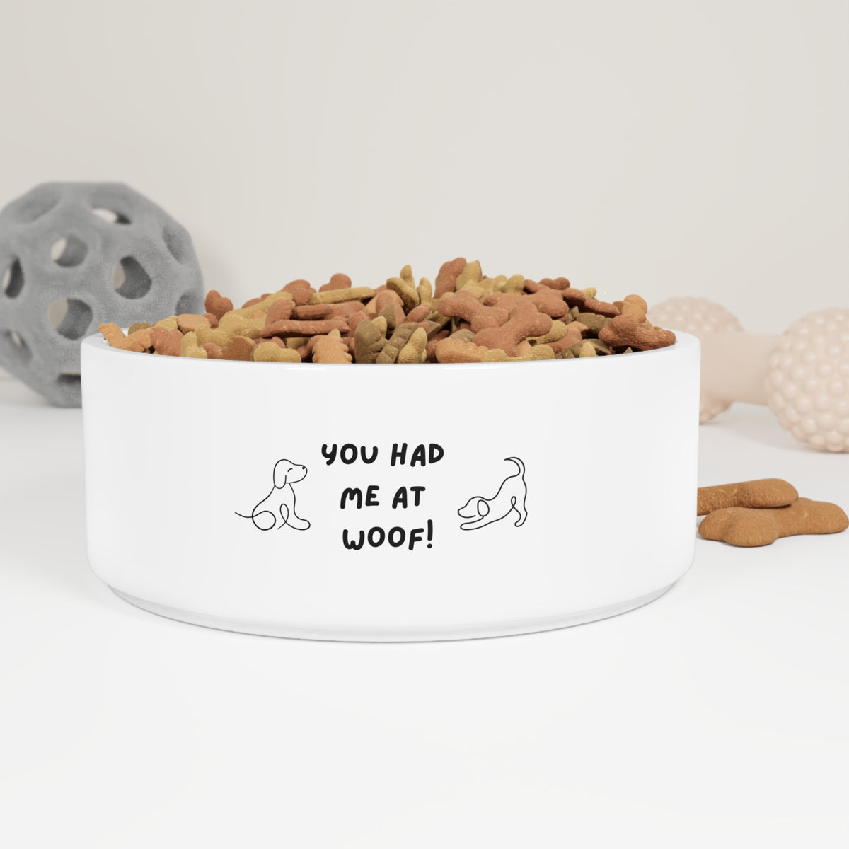 Treat Your Best Friend - You Had Me at Woof Ceramic Dog Bowl — Cute Minimalist Pet Feed Dish