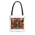 Halloween Cat Tote Bag - "Witch Way to the Treats" Fall Pumpkin Trick-or-Treat Tote