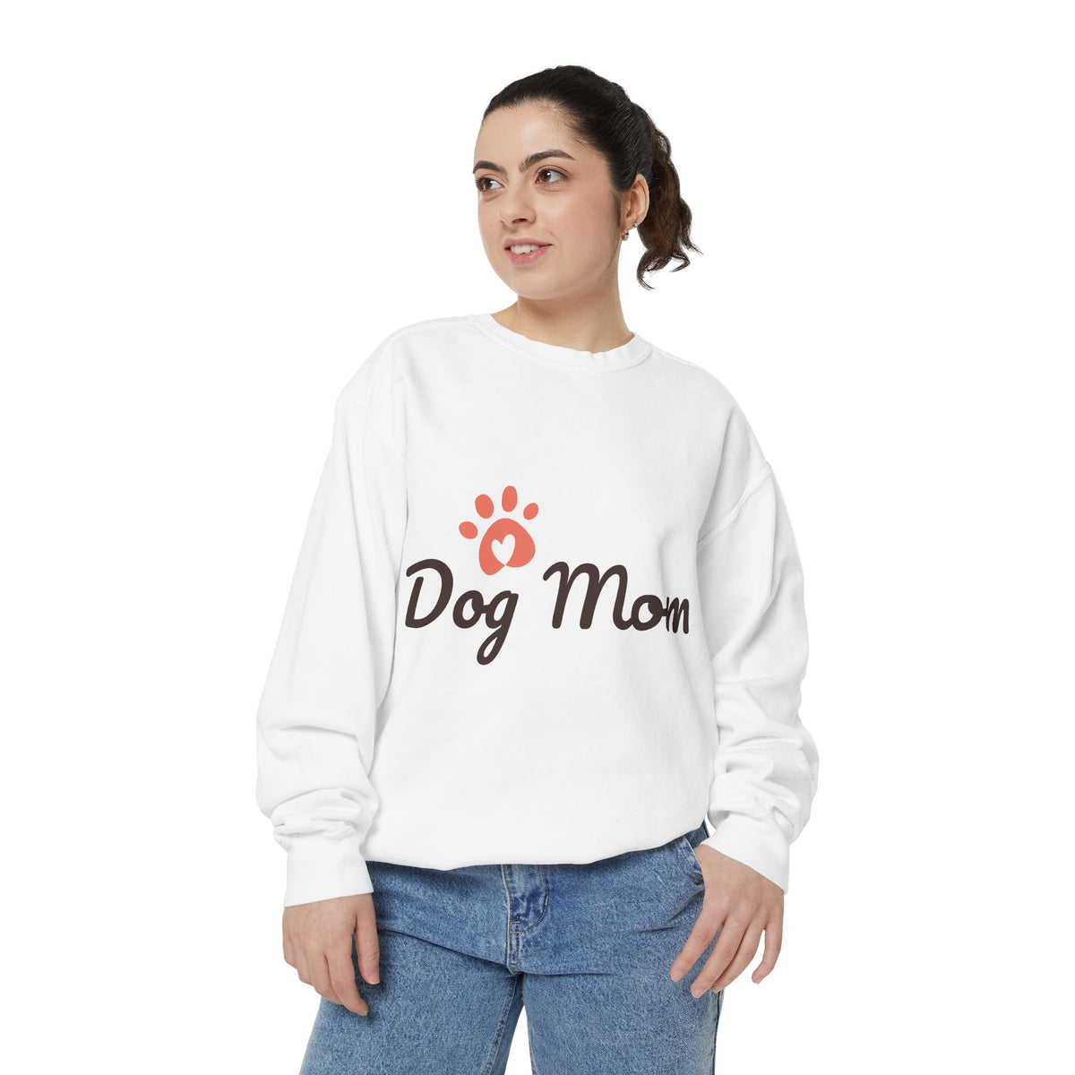 Sweet Dog Mom Sweatshirt — Paw Print Graphic Cozy Crewneck