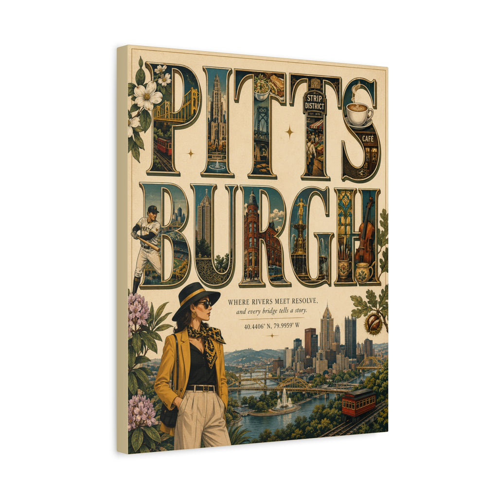 Pittsburgh Vintage Travel Art Canvas