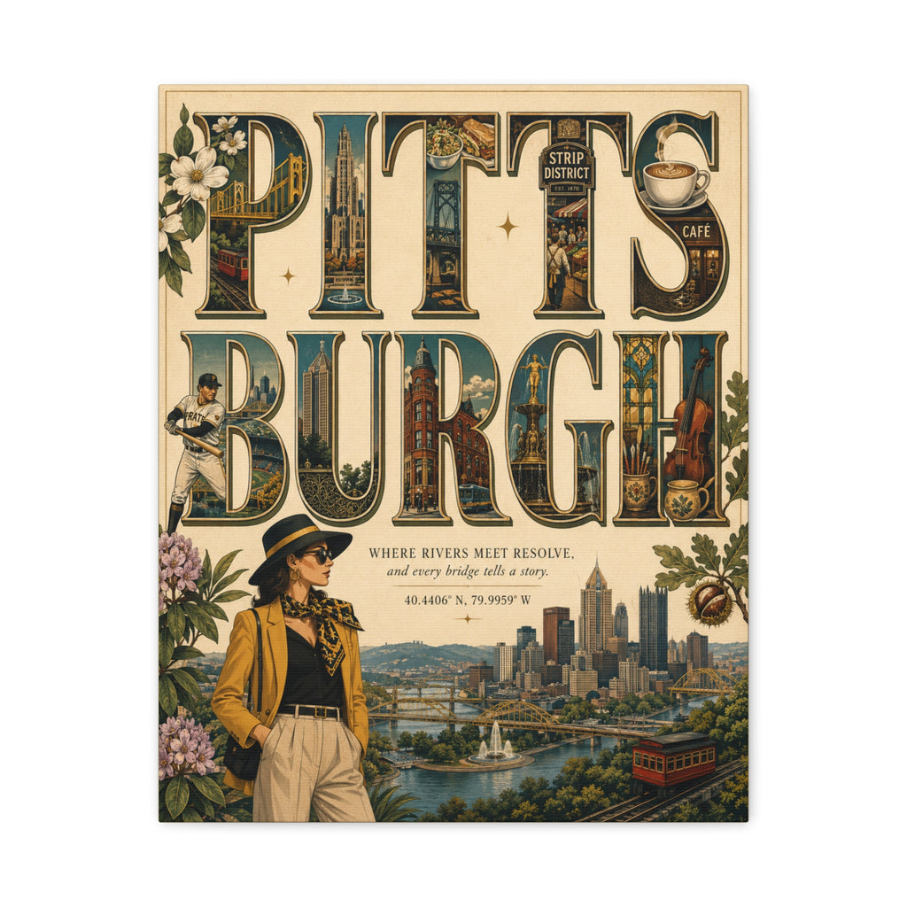 Pittsburgh Vintage Travel Art Canvas