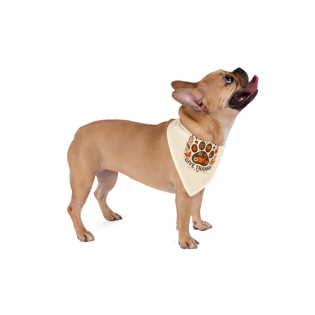 Pet Bandana — “Paws and Give Thanks” Thanksgiving Paw Print Bandana