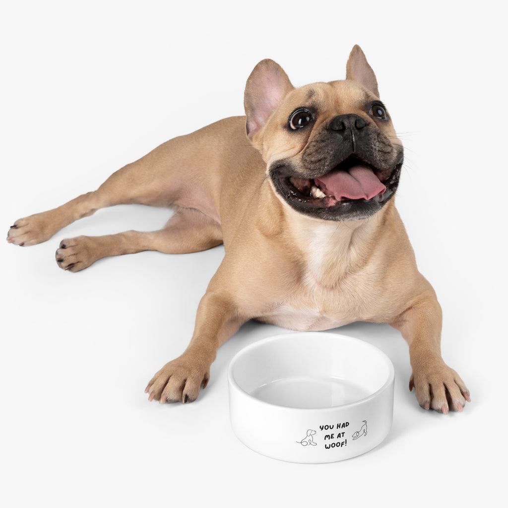 Treat Your Best Friend - You Had Me at Woof Ceramic Dog Bowl — Cute Minimalist Pet Feed Dish