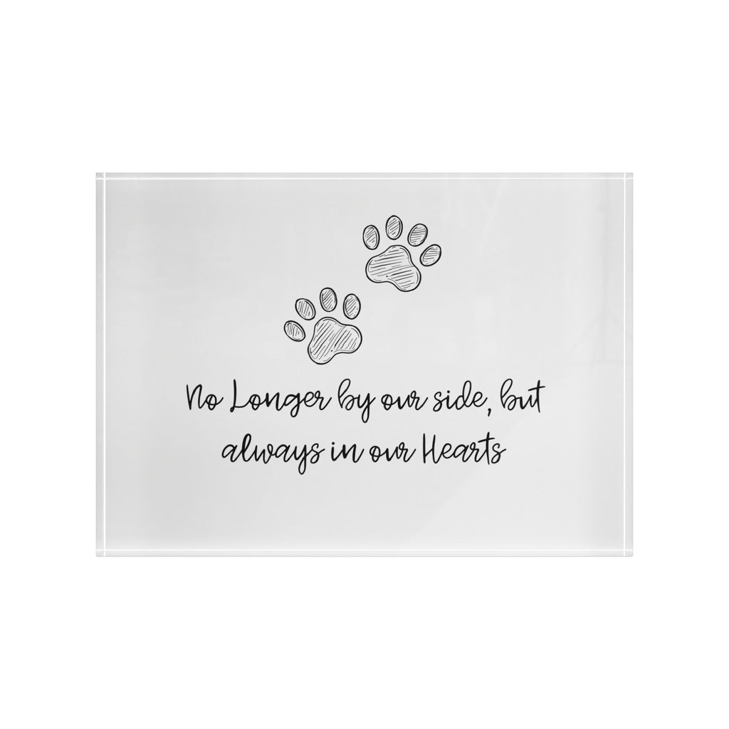 Memorial Photo Block — "No Longer by our side, but always in our Hearts" Paw Print Keepsake