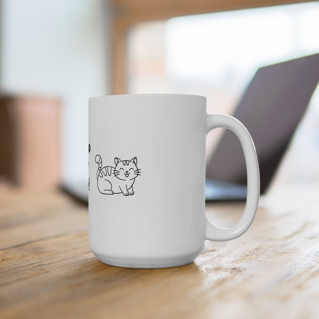 15oz Cozy Cat Mug — "You Had Me at Meow" Cute Kitty Coffee Cup