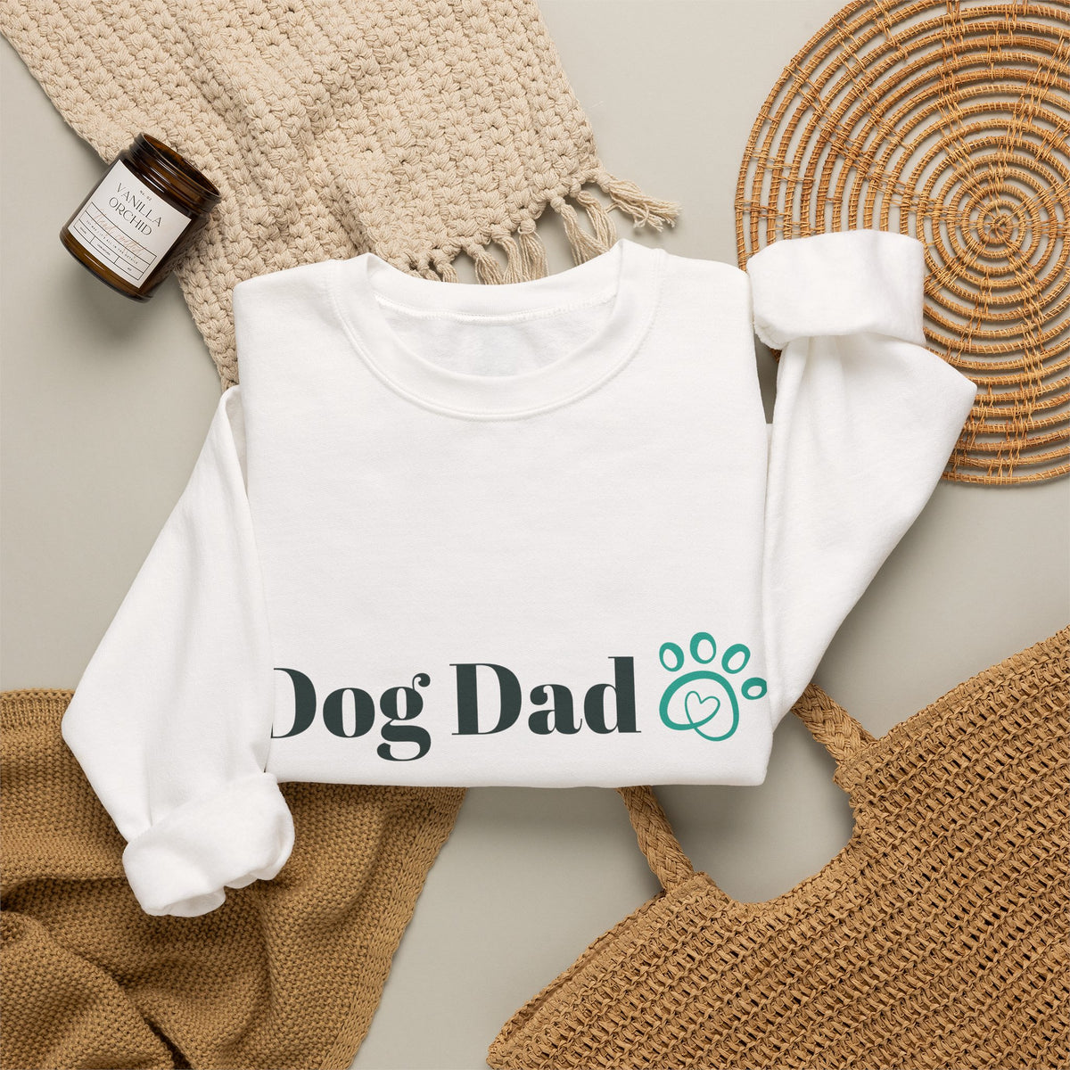 Dad Will Love This Dog Dad Crewneck Sweatshirt — Casual Paw Print Pullover for Dog Lovers
