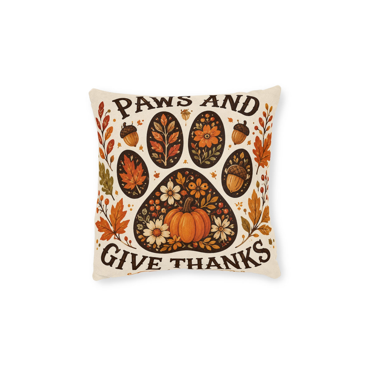 The Thanksgiving Pet Pillow "Paws and Give Thanks"