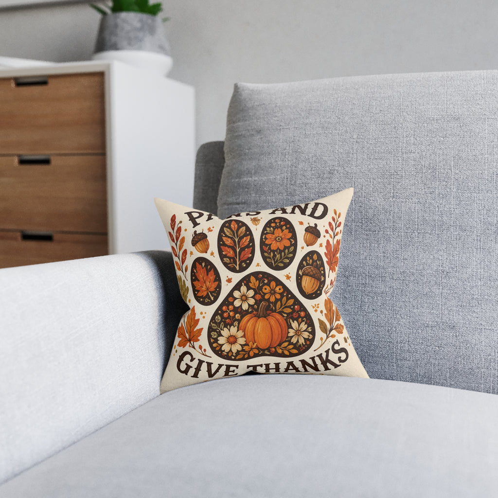 The Thanksgiving Pet Pillow "Paws and Give Thanks"